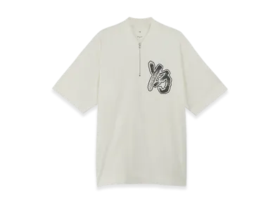 Y-3 Half Zip Up Short Sleeve T-Shirt Loose Fit "White"