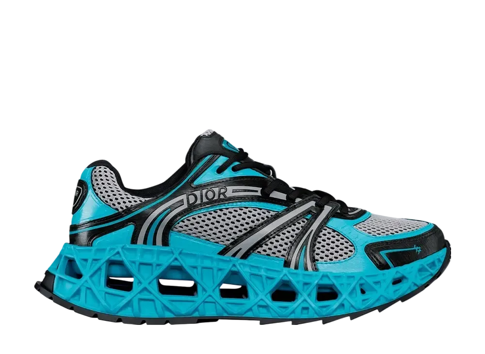 ディオール B35 NXXT スニーカー テクニカル ファブリック & テクニカル メッシュ "ネオンブルー/ブラック"