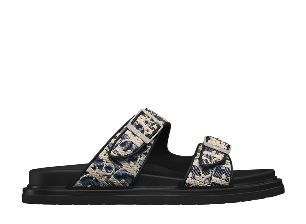 ディオール アクア サンダル ディオール オブリーク ラフィアエフェクト デニム "ブルー"