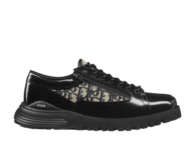 Dior Combat Derby Shoe Polished Calfskin & Dior Oblique Jacquard "Black/Beige"