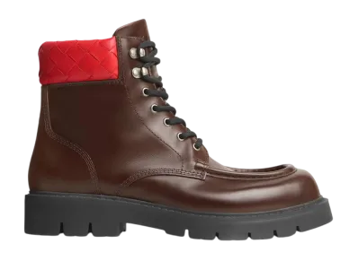 Bottega Veneta Haddock Lace Up Ankle Boot "Chocolate Cherry/Deep Red"