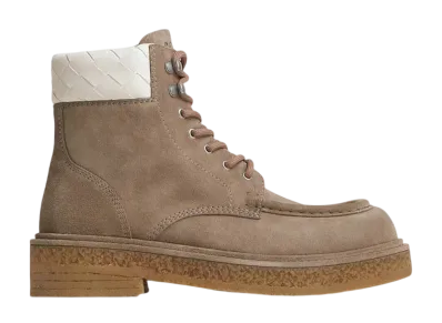 Bottega Veneta Haddock Lace Up Ankle Boot "Drift Wood/White"