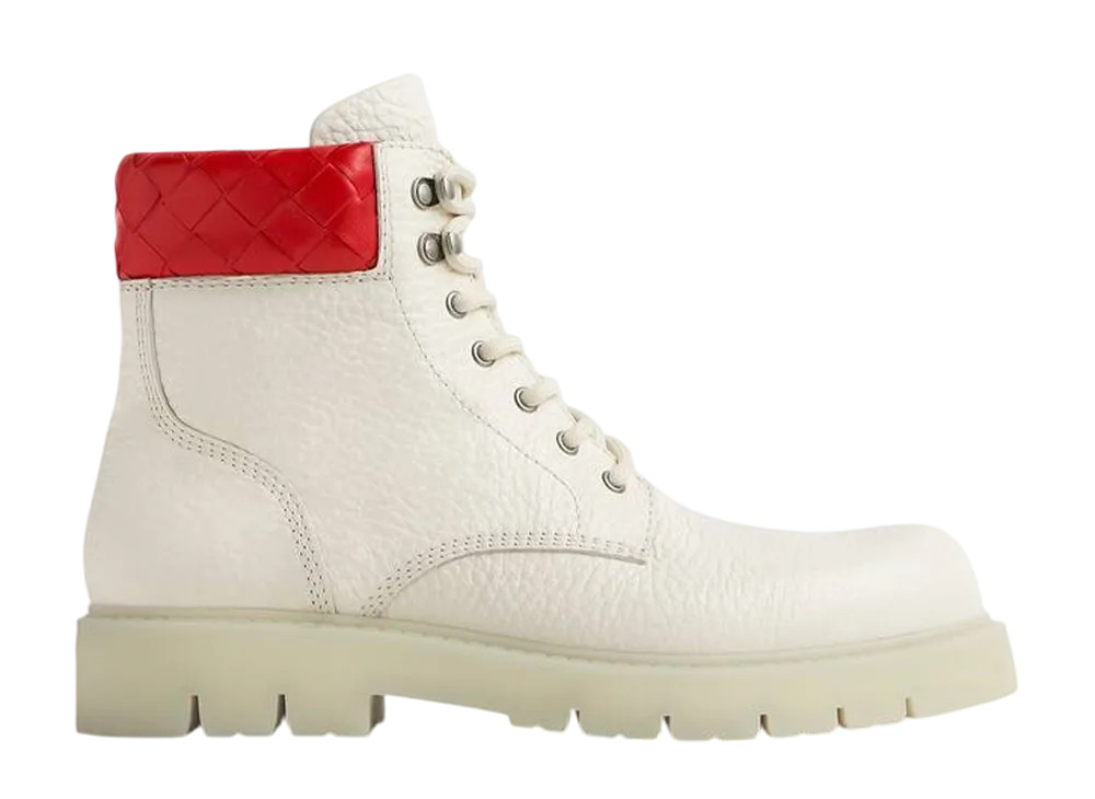ボッテガヴェネタ ハドック レースアップ アンクルブーツ "ホワイト/ディープレッド"