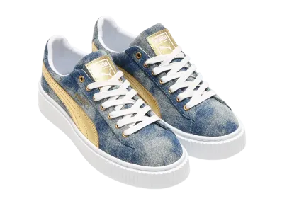atmos × 池田美優 (みちょぱ) × Puma Women's Basket Platform "Blue Indigo/Gold"