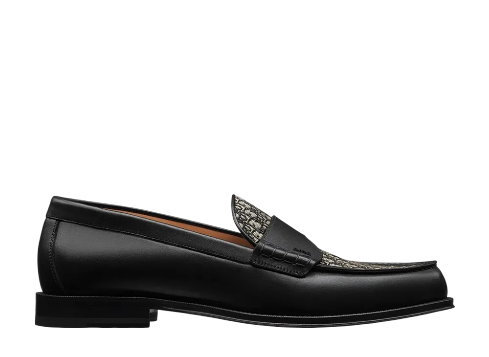 Dior Granville Loafer Smooth Calfskin & Dior Oblique Jacquard "Black/Beige"