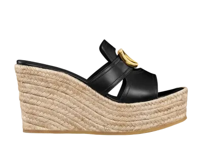 Dior Women's 30 Montaigne Wedge Slide Calfskin "Black"