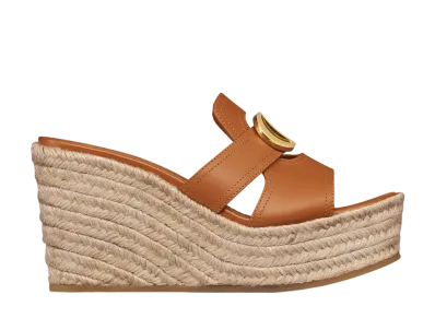 Dior Women's 30 Montaigne Wedge Slide Calfskin "Camel Brown"