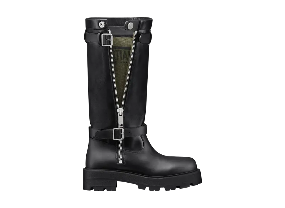 Dior Women's D-Major Boots Calfskin & Technical Fabric "Black"