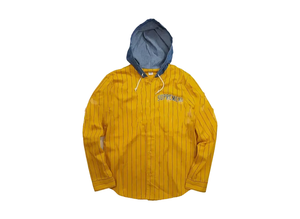 シュプリーム デニム フーデッド ベースボール シャツ "ゴールド"