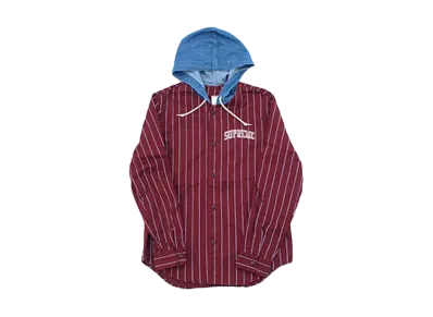 Supreme Denim Hooded Baseball Shirt "Burgundy"