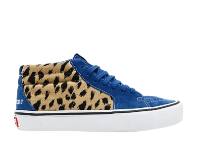 Supreme × Vans Sk8 Mid "Velvet Leopard Royal"