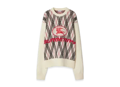 Burberry Argyle Check Wool Blend Sweater "Chalk"