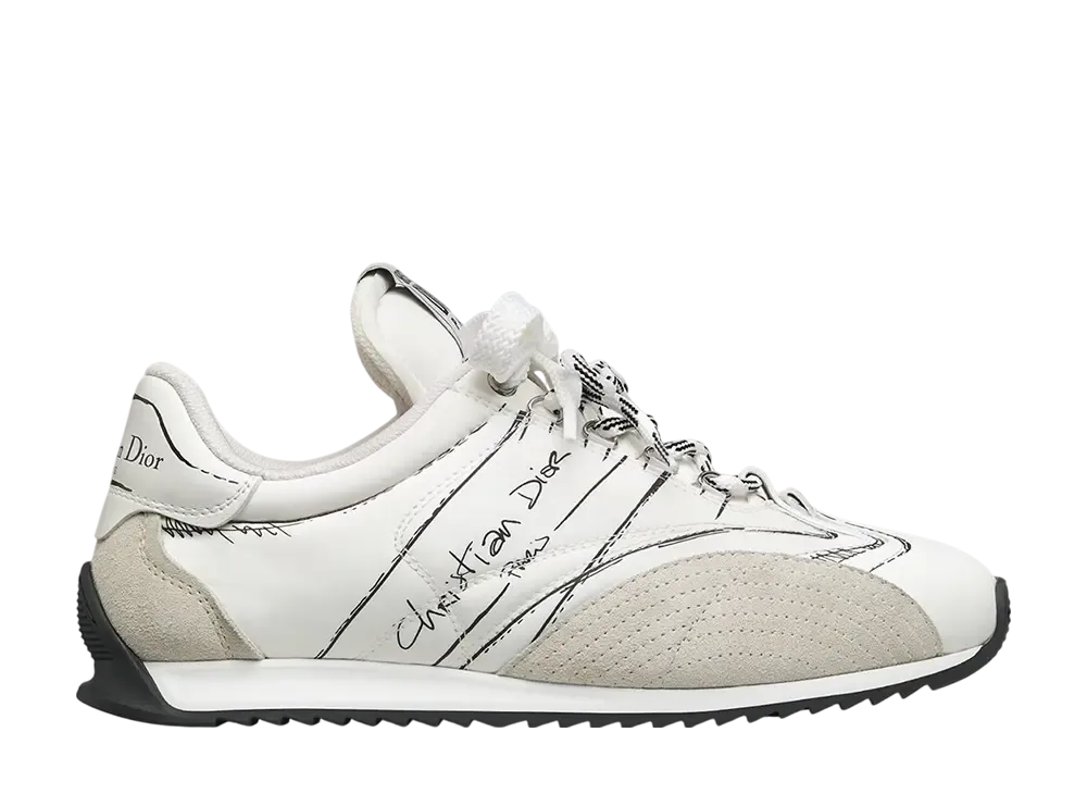 Dior Women's D-Sketch Sneaker Nylon & Calfskin "White"