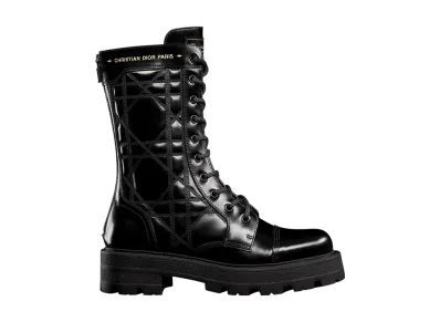 Dior Women's D-Unit Short Boots Cannage Quilted Calfskin "Black"