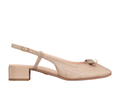 Dior Women's Ballet Slingback Pumps Cannage Quilting Calfskin "Nude"