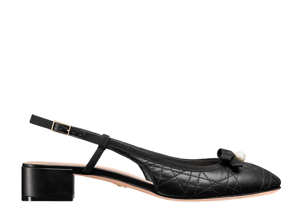 ディオール ウィメンズ バレエ スリングバックパンプス カナージュ キルティング カーフスキン "ブラック"