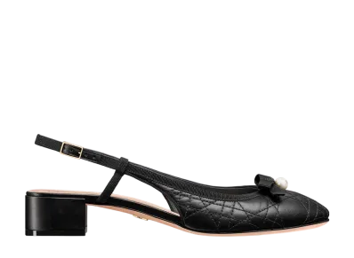 Dior Women's Ballet Slingback Pumps Cannage Quilting Calfskin "Black"