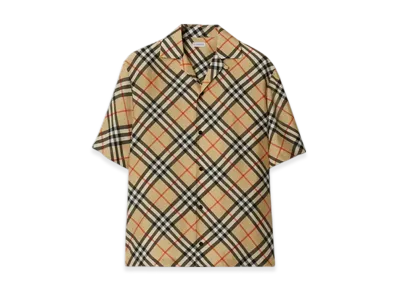 Burberry Oversized Check Silk Shirt "Sand"