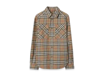 Burberry Oversized Fit Check Cotton Linen Shirt "Nuts"