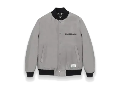 WACKO MARIA Leather Varsity Jacket "Gray"