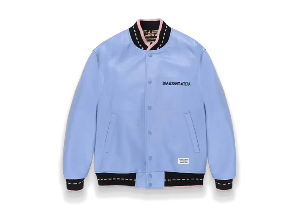 WACKO MARIA Leather Varsity Jacket "Purple"