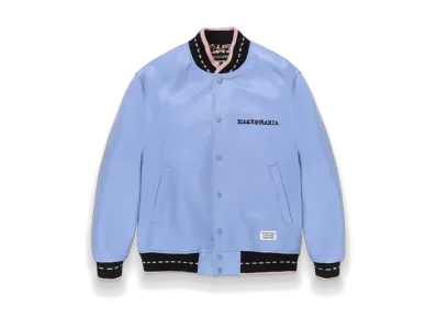 WACKO MARIA Leather Varsity Jacket "Purple"