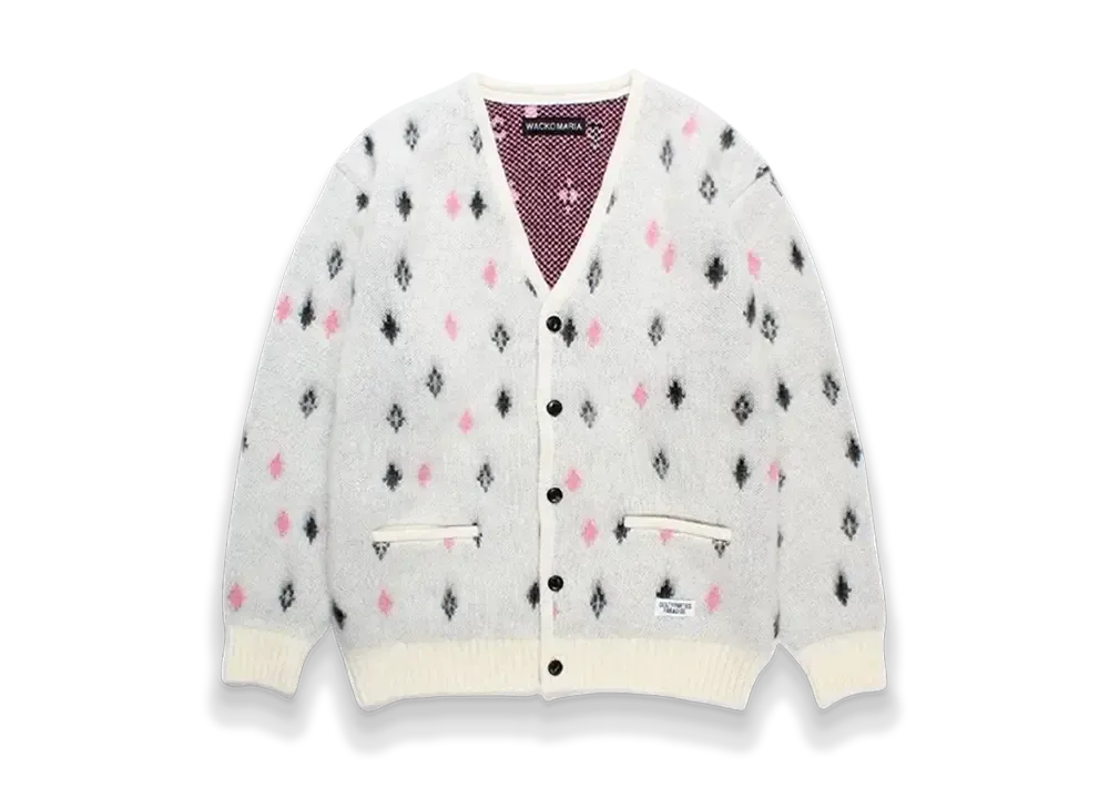 WACKO MARIA Diamond Heavy Mohair Knit Cardigan "White"