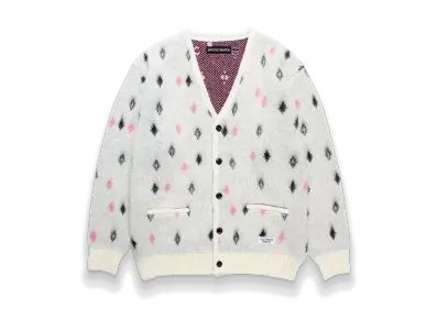 WACKO MARIA Diamond Heavy Mohair Knit Cardigan "White"