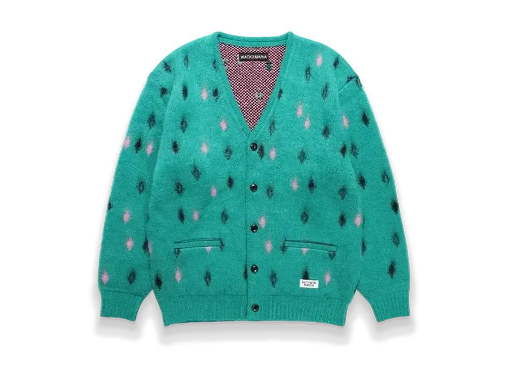WACKO MARIA Diamond Heavy Mohair Knit Cardigan "Green"