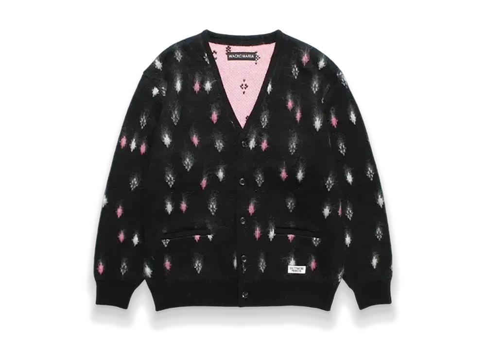 WACKO MARIA Diamond Heavy Mohair Knit Cardigan "Black"