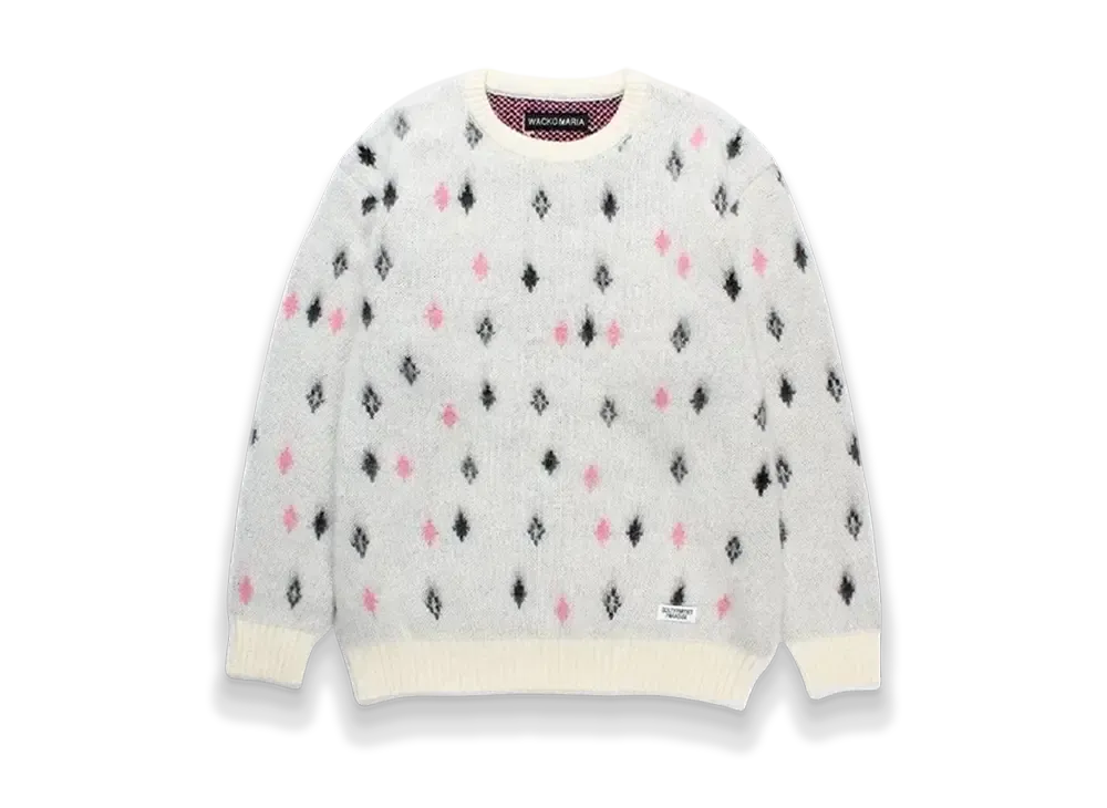 WACKO MARIA Diamond Heavy Mohair Knit Sweater "White"