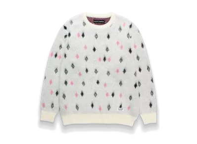 WACKO MARIA Diamond Heavy Mohair Knit Sweater "White"