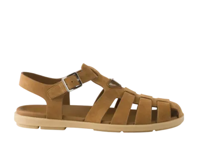PRADA Suede Fisherman Sandals "Brown"