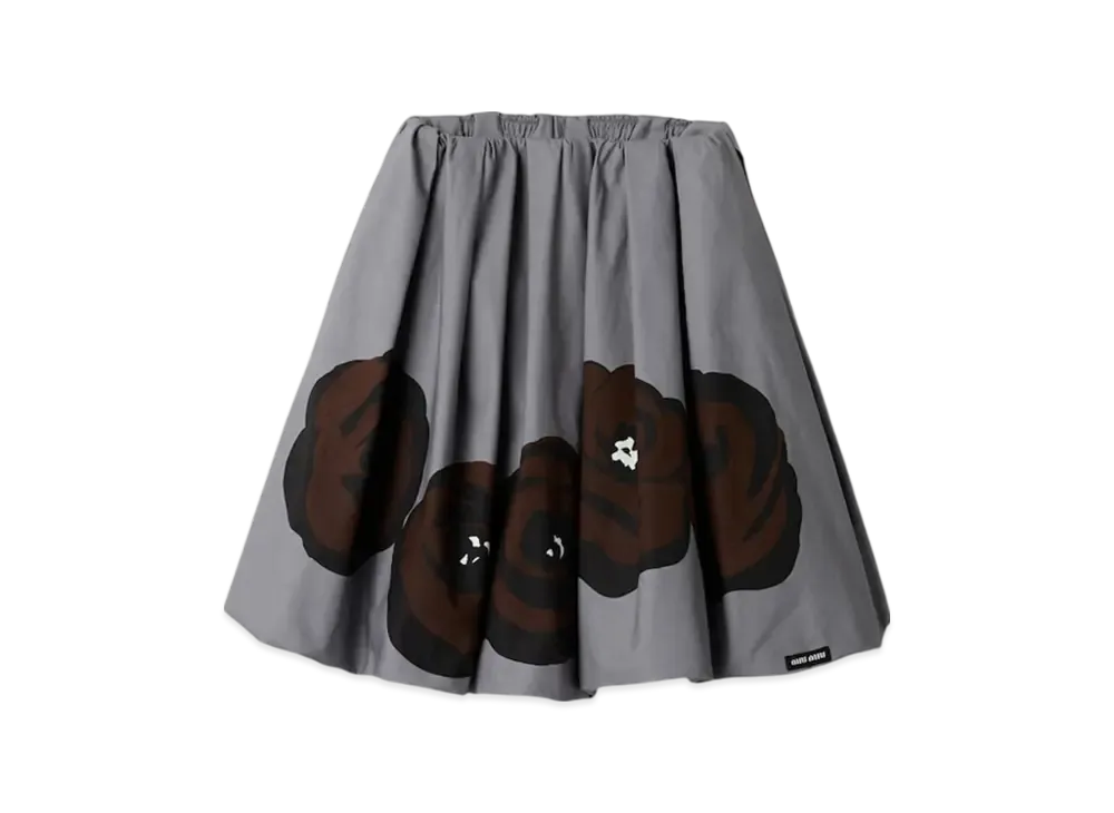 MIU MIU Women's Poplin and Jersey Skirt "Iron Grey/Ebony"