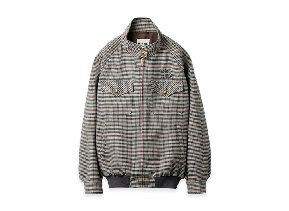 MIU MIU Women's Check Blouson Jacket "Slate Grey"