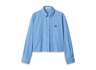 MIU MIU Women's Striped Cotton Shirt "Sapphire Blue"