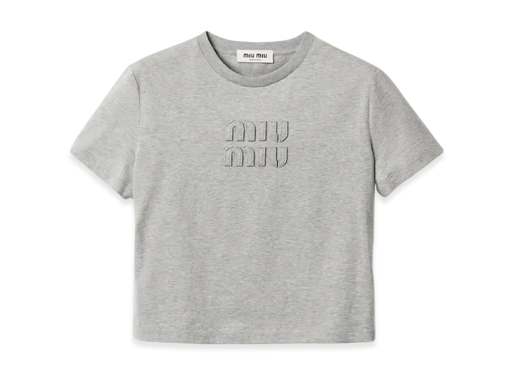 MIU MIU Women's Cotton Jersey T-Shirt "Grey"