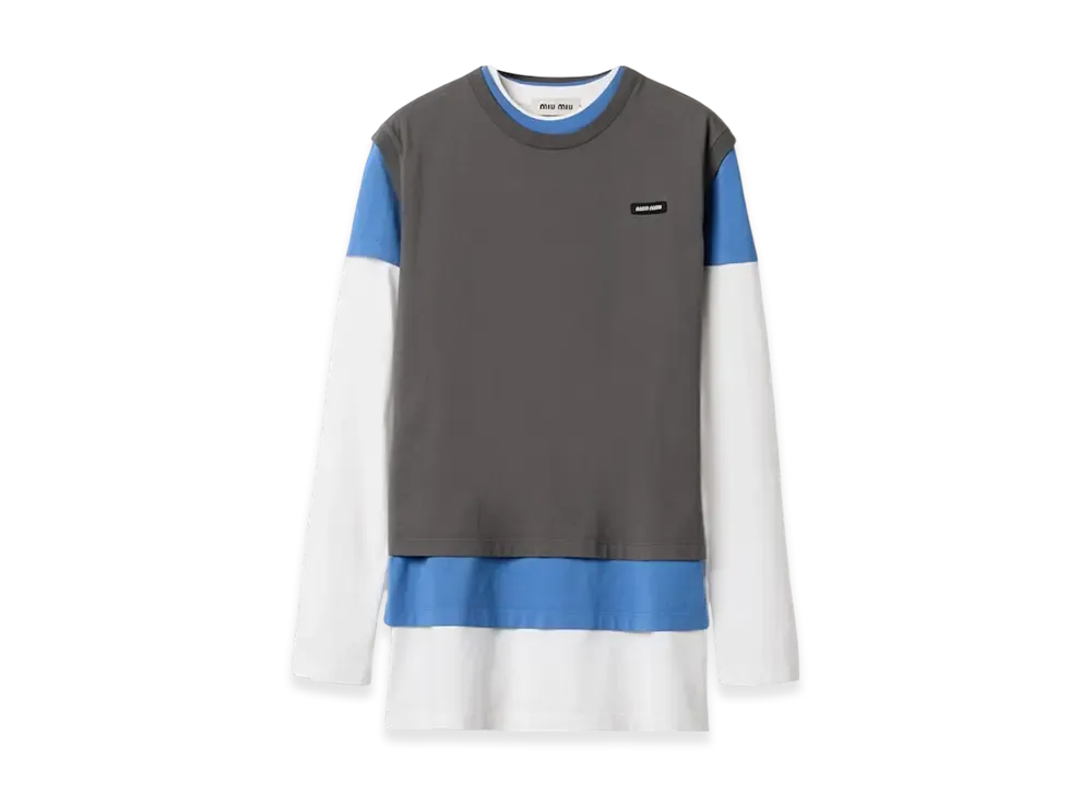 MIU MIU Women's Jersey T-Shirts (Set of 3) "Steel/White/Blue"