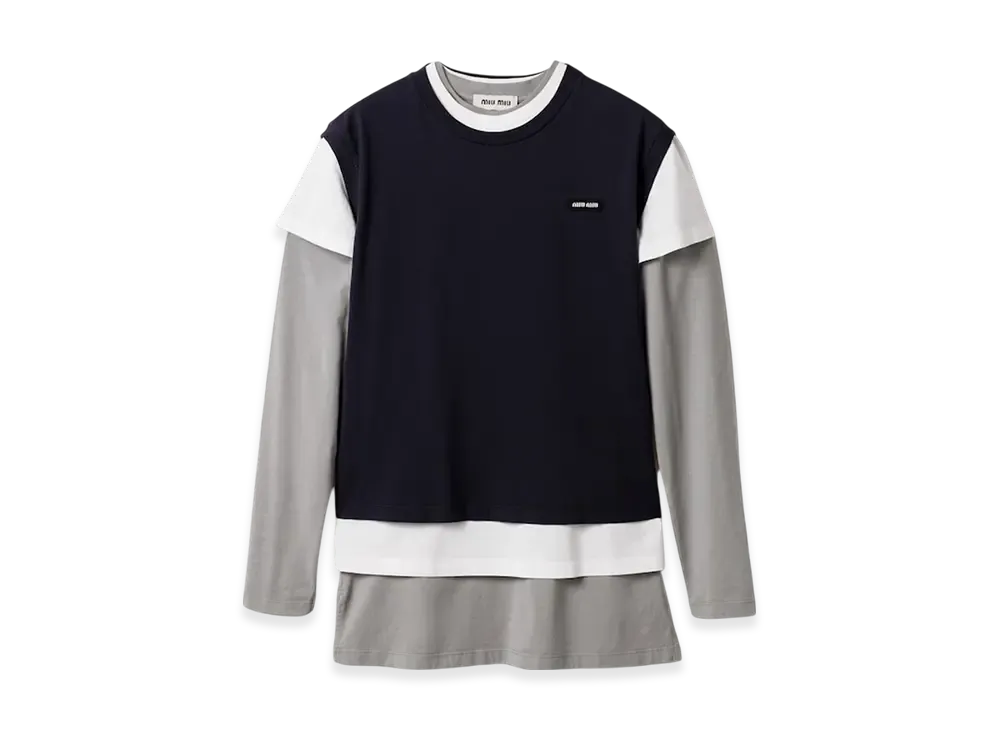 MIU MIU Women's Jersey T-Shirts (Set of 3) "White/Light Blue/Hematite"