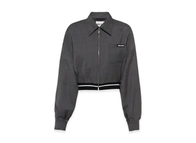 MIU MIU Women's Glen Plaid Jacket "Slate Grey"