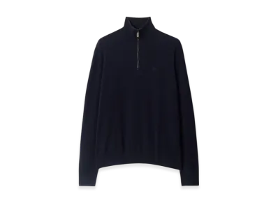 Burberry Cashmere Blend Half-Zip Sweater "Navy"