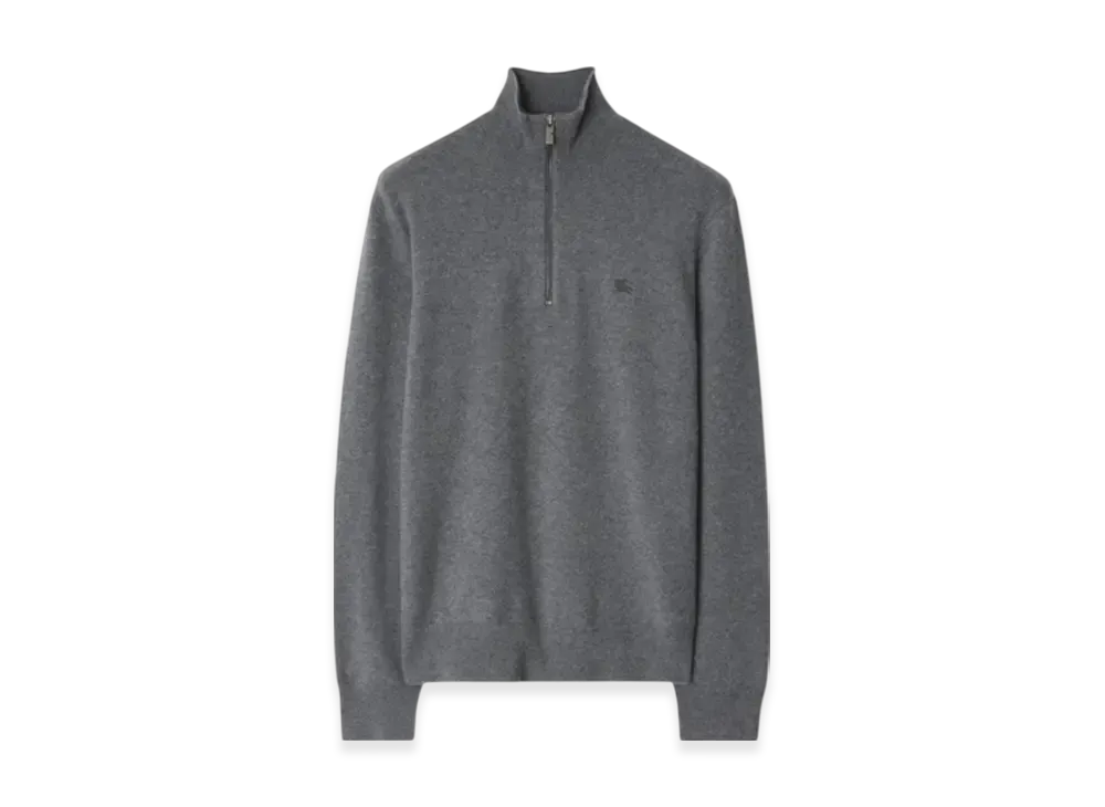 Burberry Cashmere Blend Half-Zip Sweater "Grey"