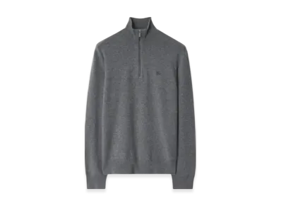 Burberry Cashmere Blend Half-Zip Sweater "Grey"