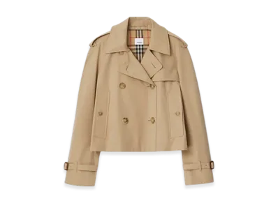 Burberry Cropped Gabardine Trench Jacket "Honey"