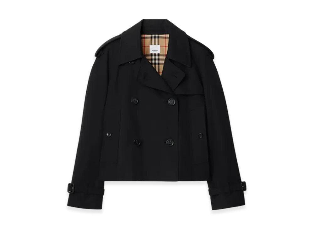 Burberry Cropped Gabardine Trench Jacket "Black"