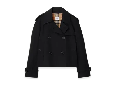 Burberry Cropped Gabardine Trench Jacket "Black"