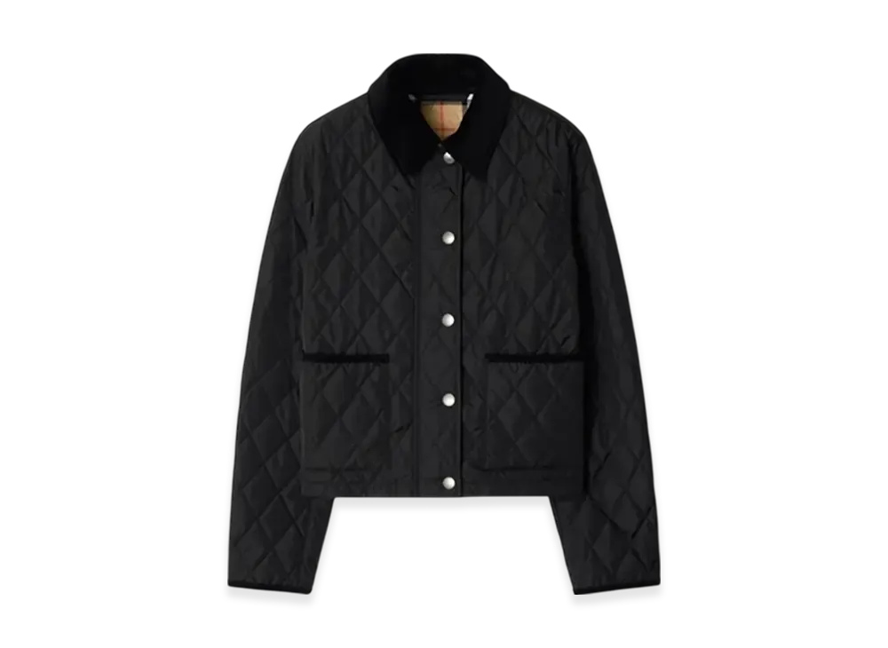 Burberry Cropped Quilting Nylon Jacket "Black/Sand"