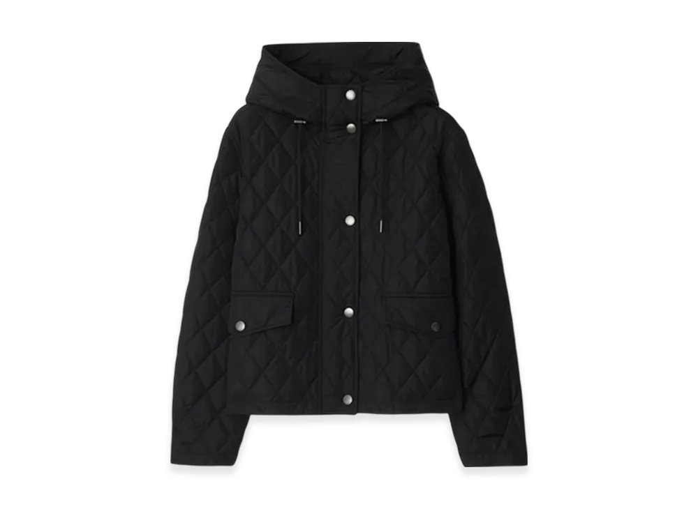 Burberry Cropped Quilting Nylon Hooded Jacket "Black"