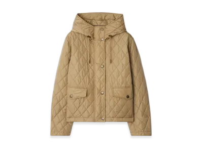 Burberry Cropped Quilting Nylon Hooded Jacket "Flax"