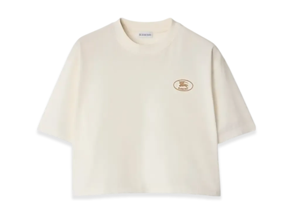 Burberry Cropped Cotton T-shirt "Chalk"